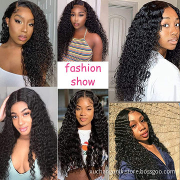 Water Wave Glueless Half Lace Front Wig,Transparent Hd 13X6 Lace Wigs For Black Women,Brazilian Curly 360 Lace Human Hair Wig